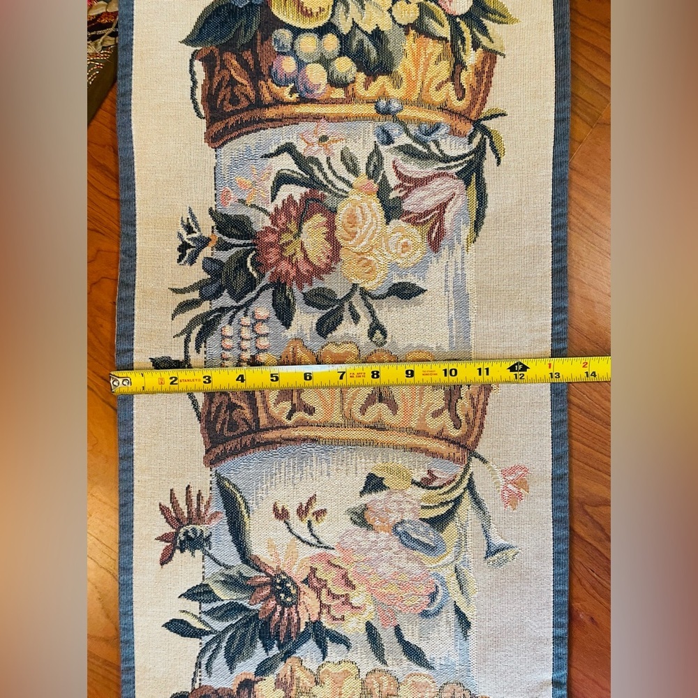 VTG Point Des Meurins French Tapestry Floral Column Wall Hanging Elegant 49x13” - Picture 6 of 10